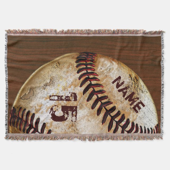 Cobertores Personalizados de Beisebol Vintage Nome (Frente)