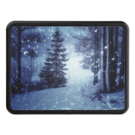 Cobertura Para Engate De Reboque Cena de inverno da Floresta Mágica Azul Lua