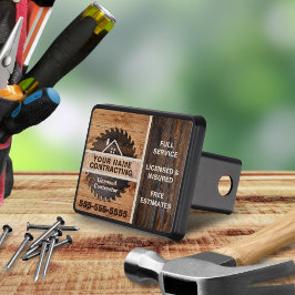 Cobertura Para Engate De Reboque Logotipo de Empreiteira em Tom de Madeira Rústica