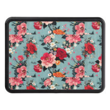 Rosas de vindima e Florais num Fundo Azul