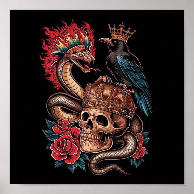 cobra e Impressão de Arte Raven, Fantasia Gótica E (Frente)