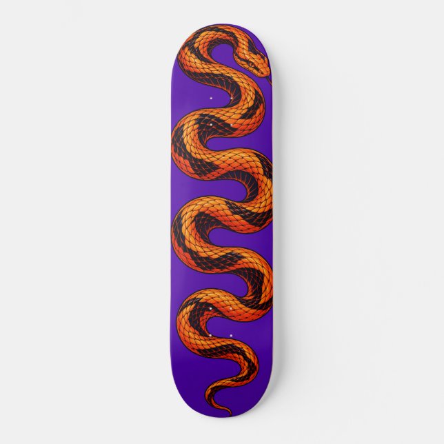 Cobra Laranja Skateboard Roxo – Serpente Ousada (Frente)