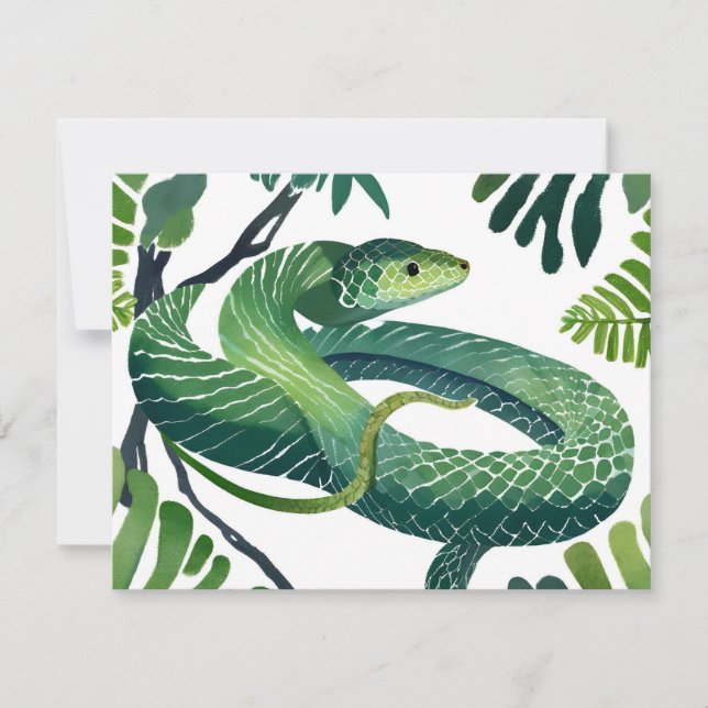 Cobra Verde | Ano do Serpente Verde Carta de Aquar (Frente)