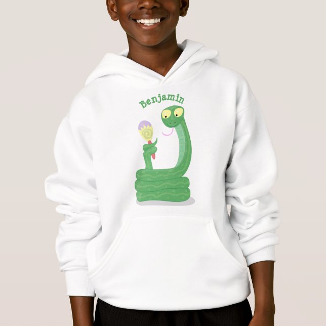 Cobra verde engraçado com desenhos de maraca (Frente)