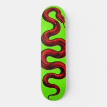 Cobra Vermelha Skate Neon Verde — Ousada Colorida