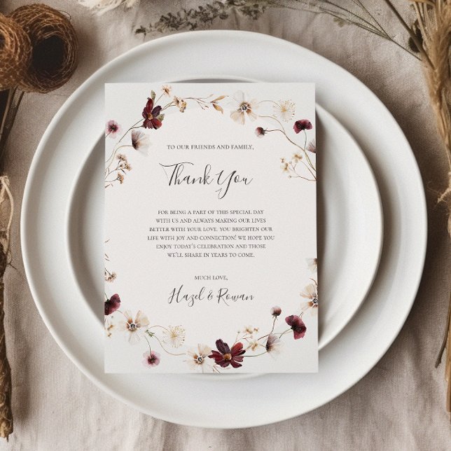 Cobre Burgundy | Cartões de agradecimentos bege (Criador carregado)