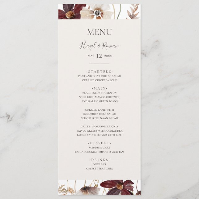 Cobre Burgundy | Menu Janto Casamento (Frente)