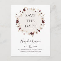 Cobre Burgundy Wildflower Salva Cartão Postal