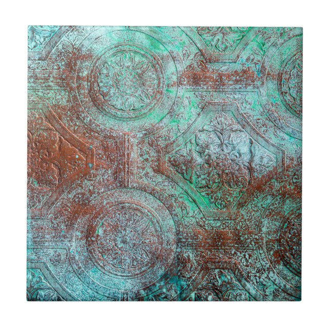 Cobre Com Patina Rústica E Turquesa (Frente)