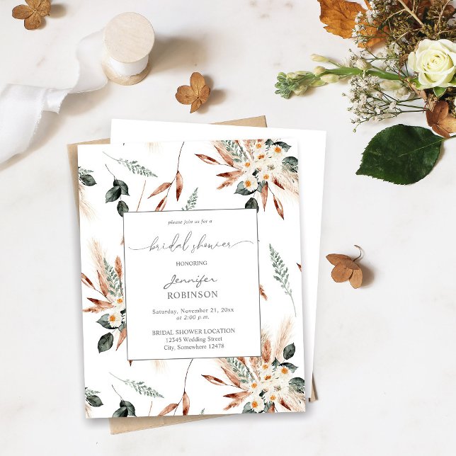 Cobre de Orçamento Boho Pampas e Chá de panela Flo (Criador carregado)