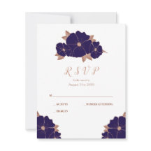 Cobre e azul-escuro, casamento moderno RSVP