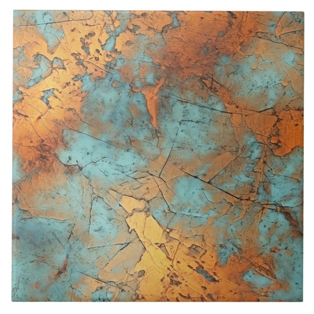 Cobre Patina Rustic azulejo de cerâmica Metálica (Frente)