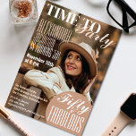 Cobrir 50º Convite de aniversário da Revista<br><div class="desc">Convite de aniversário temático do Cobrir da revista para o aniversário de 50 anos. Faça a celebração entrar em estilo com o projeto da moda. Citação: 50 e Fabuloso foram incluídos. Foto, nome, ocasião, data, hora, local, detalhes de rsvp devem ser personalizados. Estilo elegante, principalmente cores do outono, mas pode...</div>