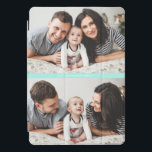 Cobrir Aqua Azul de duas Colagens de Fotografias P<br><div class="desc">Cobrir iPad Pro personalizável com colagem de duas fotos com sotaque azul aqua. Este cobrir personalizado do iPhone Pro é uma forma perfeita de mostrar as fotos da sua família.</div>