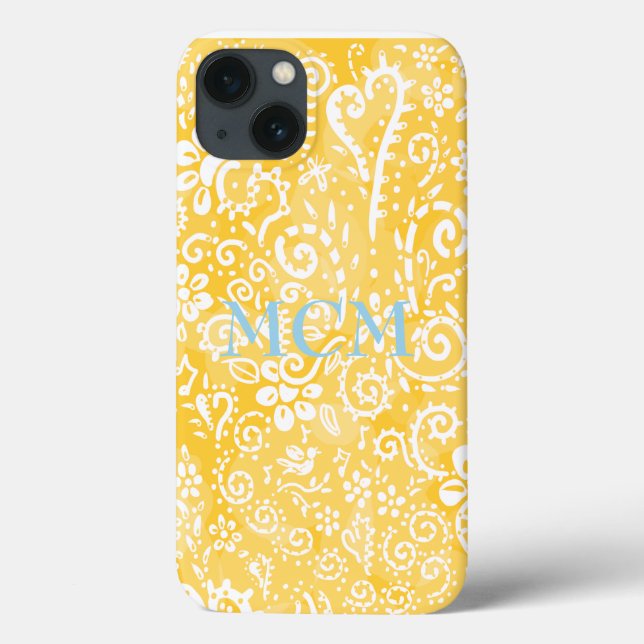Cobrir de iphone amarelo personalizável (Verso)