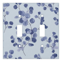 Cobrir do interruptor luminoso azul floral duplo