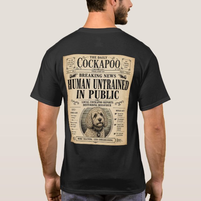 Cockapoo Camiseta Divertida Jornal Vintage (Verso)