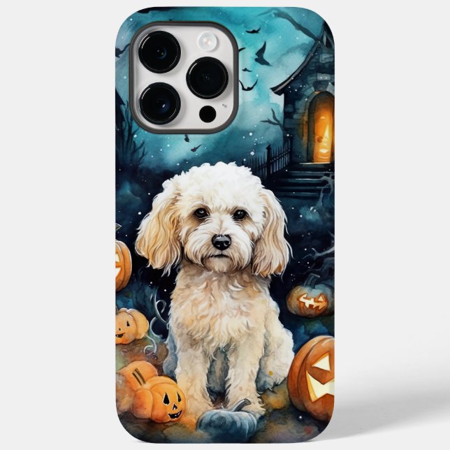 Cockapoo De Halloween Com Pumpkins Assustado (Verso)