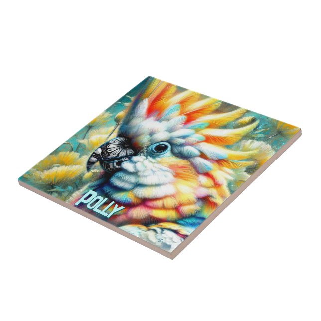 Cockatoo Bird Yellow Poppies Personalized (Lateral)