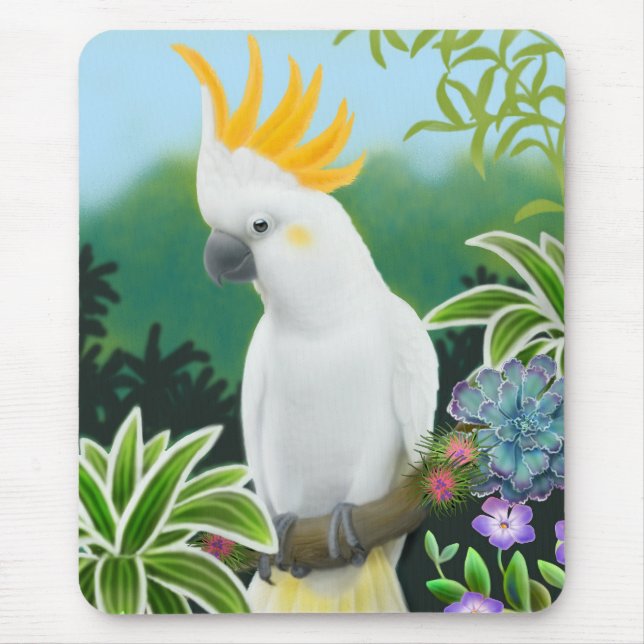 Cockatoo cor de limão Mousepad (Frente)
