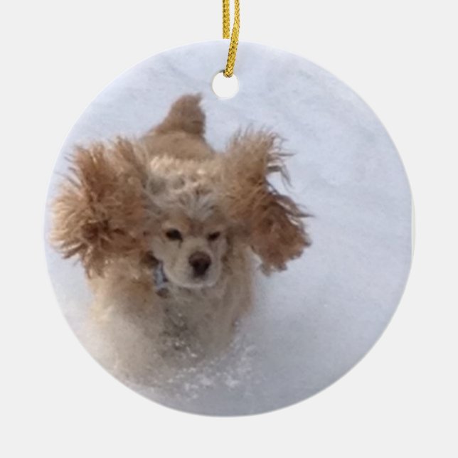 "COCKER AMA A NEVE" ORNAMENTO CERÂMICO (Frente)