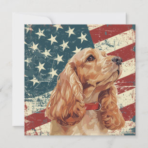 Cocker Spaniel Cachorro Bandeira Americana Grunge