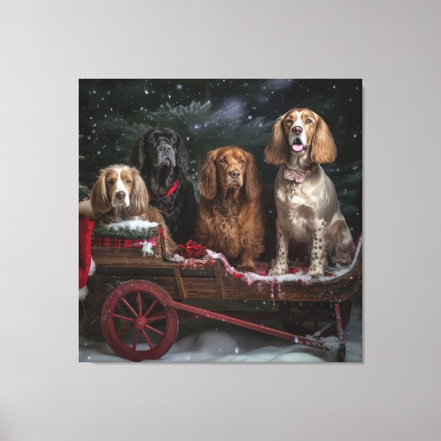 Cocker Spaniel Nevado Trenó Natal Decoração (Frente)