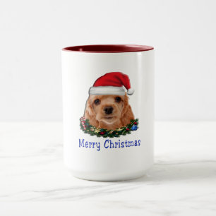 Cocker spaniel puppie de natal canecas de café"
