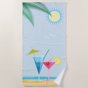 Cocktail na toalha de praia da praia