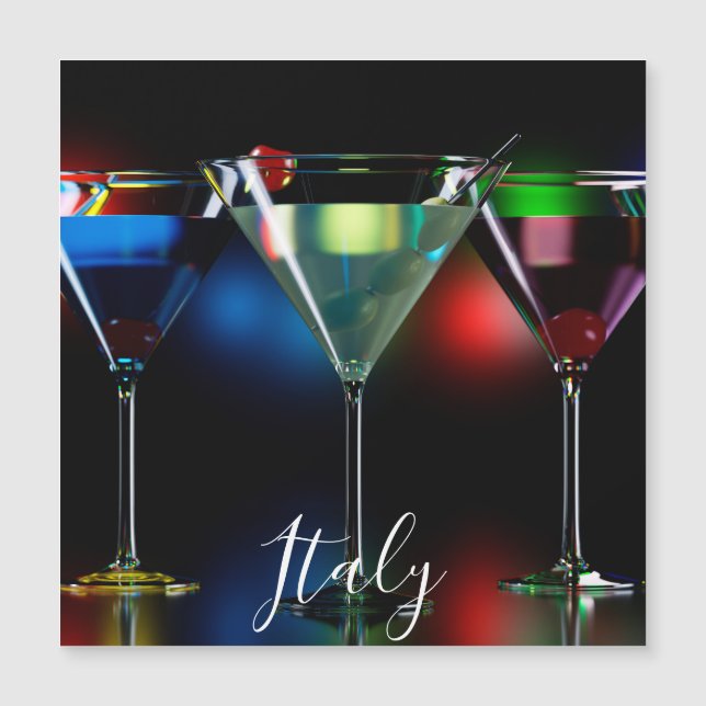 Cocktails diferentes em óculos de martini com luze (Frente)