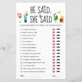 Cocktails Divertidos | Cartão de Jogo Ele Disse, E