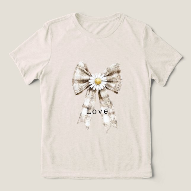 Cocoa Cream White Bow Daisy Flowers   (Design frontal)