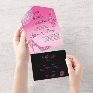 Cód. QR de aniversário de 30 anos preto e rosa