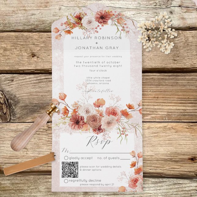Cód. QR Floral Moderno Rust Boho e Neutros (Criador carregado)
