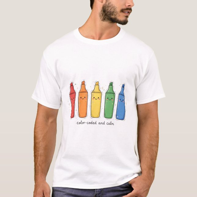 Codificado por Cores e Calmo — Camiseta do Planeja (Frente)