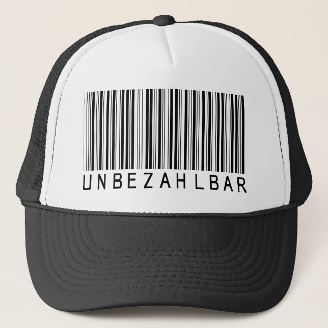 Código de barras boné preto "UNBEZAHLBAR" alemão (Frente)