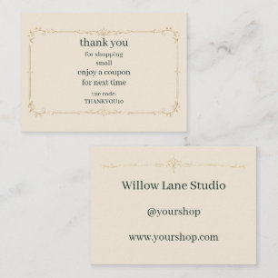 Código de cupom de cartão de inserção para pequena