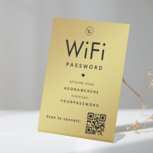 Código de senha WiFi Dourado Logotipo comercial Có