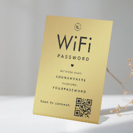Código de senha WiFi Dourado Logotipo comercial Có