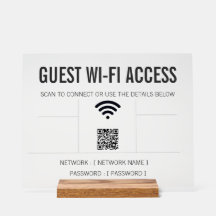 Código QR Acrílico de Wi-Fi para Convidados Minima