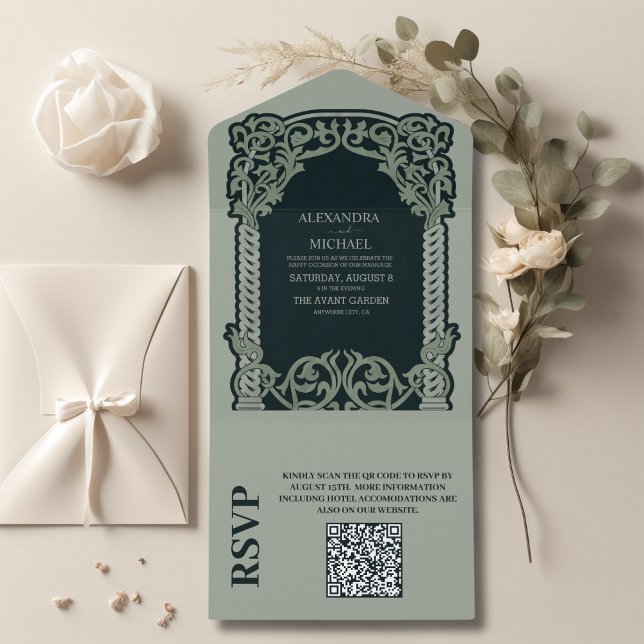 Código QR Antigo Casamento Art Nouveau (Criador carregado)