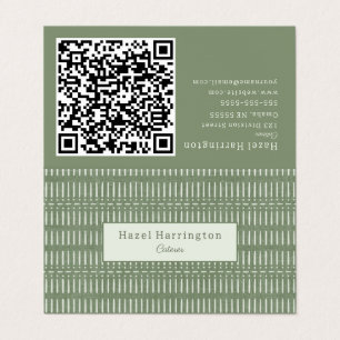 Código QR boêmico - Cartão de visita verde dobrado