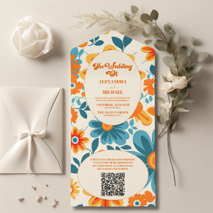 Código QR Bohemiano Retro Casamento Casual