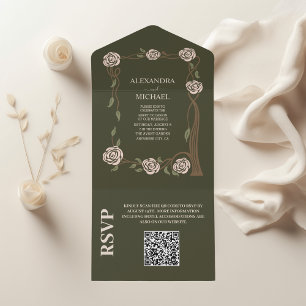 Código QR Boho Chic Floral Retro Antigo
