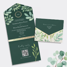 Código QR Botânico Casamento Esmeralda Verde