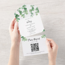 Código QR Botânico Elegante Eucalyptus Wedding