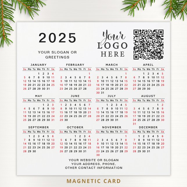 Código QR Calendário 2025 Magnet do Logotipo da Em (Criador carregado)