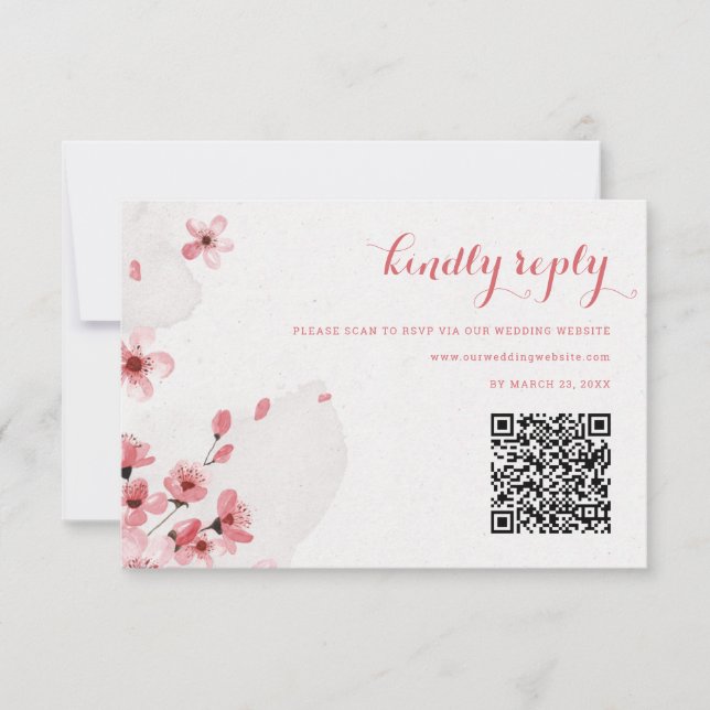Código QR — Cartão RSVP de Casamento de Flor de Ce (Frente)