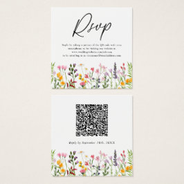 Código QR Cartão RSVP de Casamento de Flor Selvage