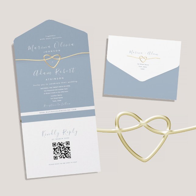 Código QR Casamento Azul Empoeirado (Criador carregado)